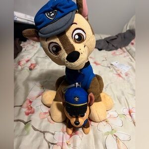 Paw Patrol Chase Stuffed Plush Toy Police Dog Sitting with Chase Clip
